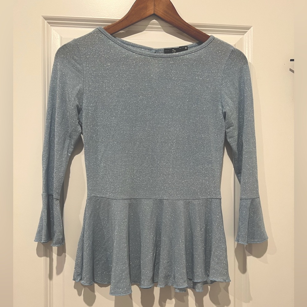 Light blue sparkly blouse